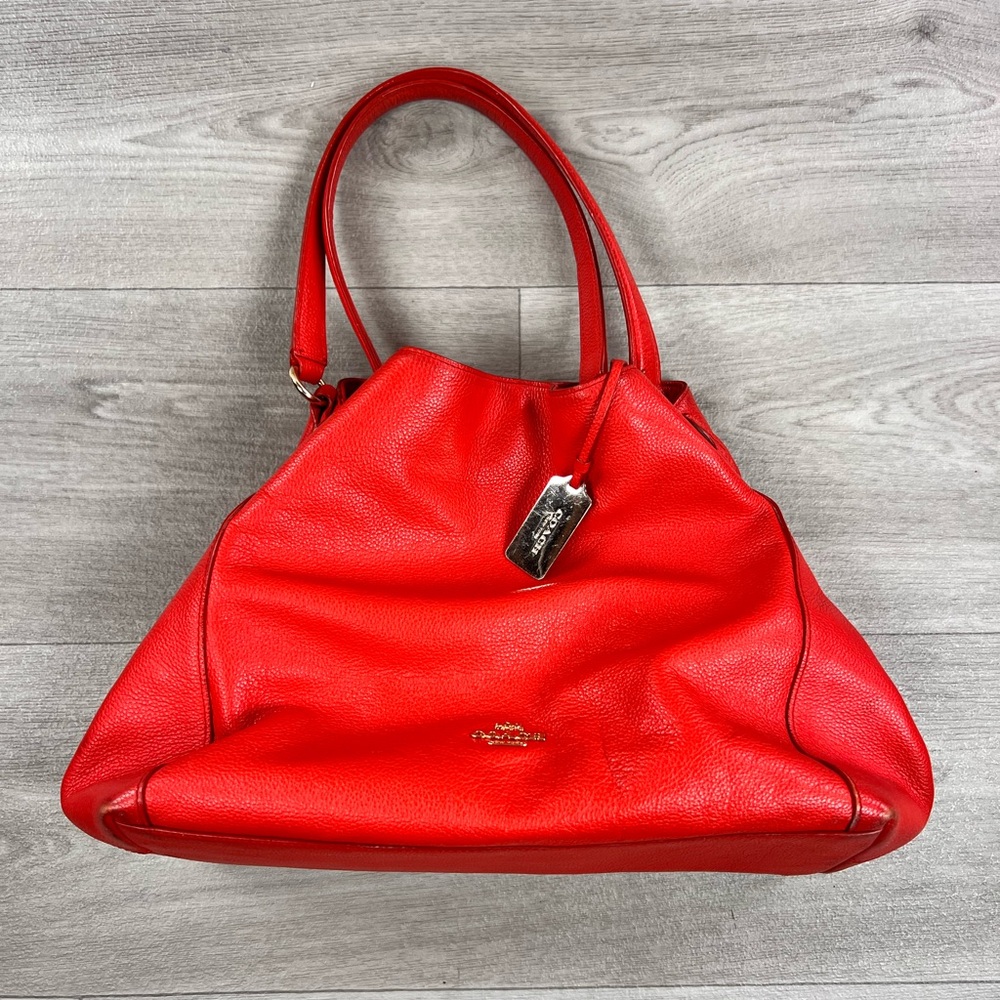 Coach red tote handbag